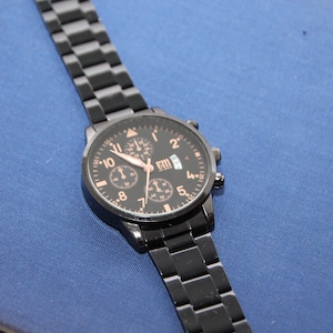 Black watch Men wrist watch Gift for him Groom gift Christmas gift Watch for men Black accessories Watch gift Men accessories