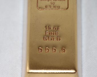 Gilt Metal Gold Bar Paperweight Gold Clad Gold Ingot Gold