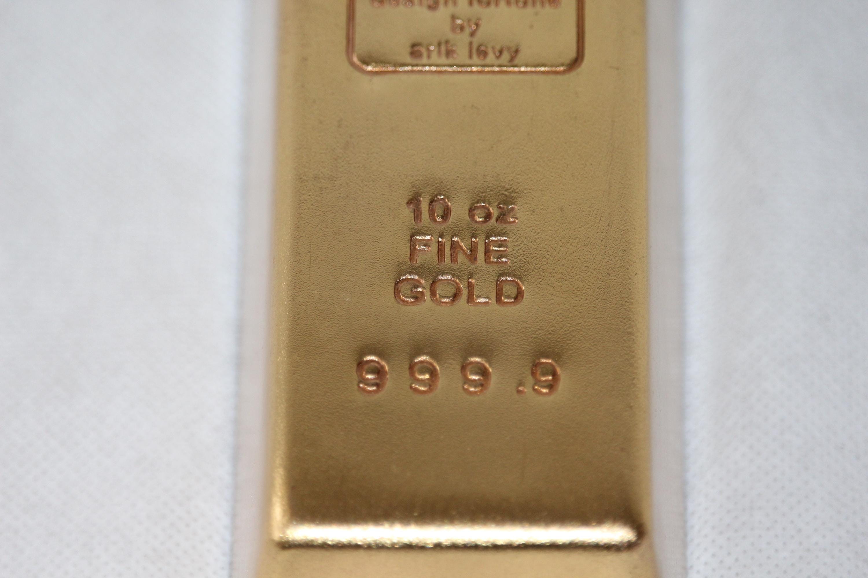 Gilt Metal Gold Bar Paperweight Gold Clad Gold Ingot Gold Bullion