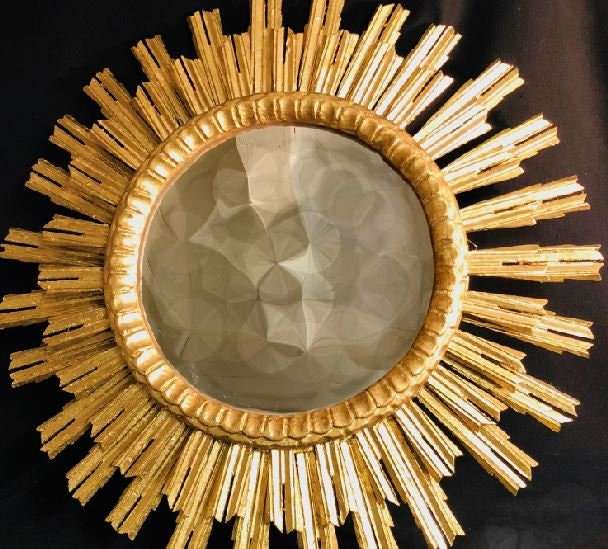 Décor de Mur Miroir Soleil d'or Grand Miroir Rond Régence Dencien Ne S'est Enclendin Starshine Miroi