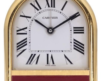 Reloj de mesa Cartier dorado Decoración de escritorio de oficina Fabricado en Suiza