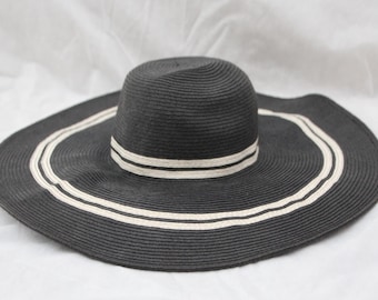 Black and white summer hat Beach Ladies Women Sun hat Vacation