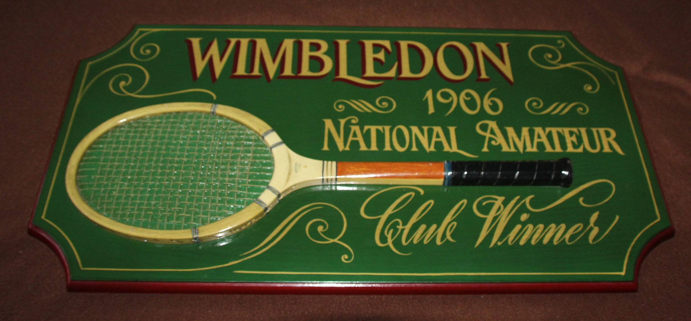 Grand Signe de Tennis Wimbledon Antique Art Tennis Wall Décor Club Raquette Cadeau Wall Art