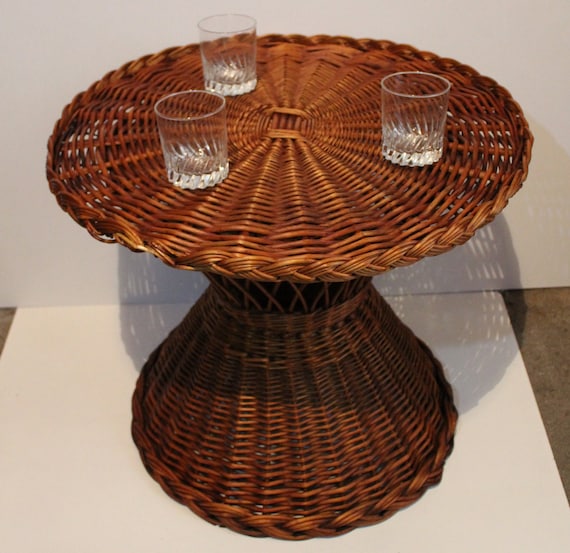 Round rattan wicker coffee table Side Table Sofa End table Cocktail Furniture Patio decor
