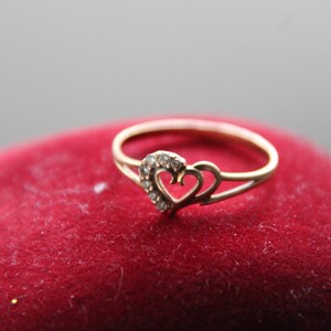 Engagement ring 14K gold Heart decor