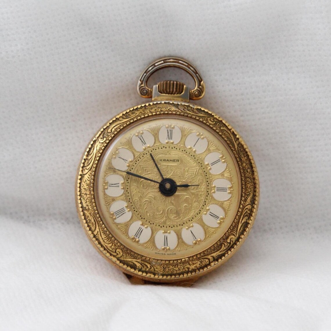 Swiss Gold pocket watch Men Swiss made White enamel Mechanical Jewelry, photo 2 of 5