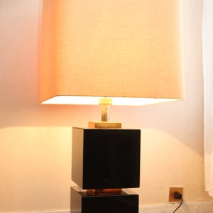 Large Black Gold table Lamp 1970s Black accent lamp Black table lamp Hollywood Regency Black desk lamp