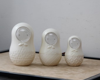 Witte nestpoppen Matroesjka Kunststof pop Speelgoed Traditionele poppen