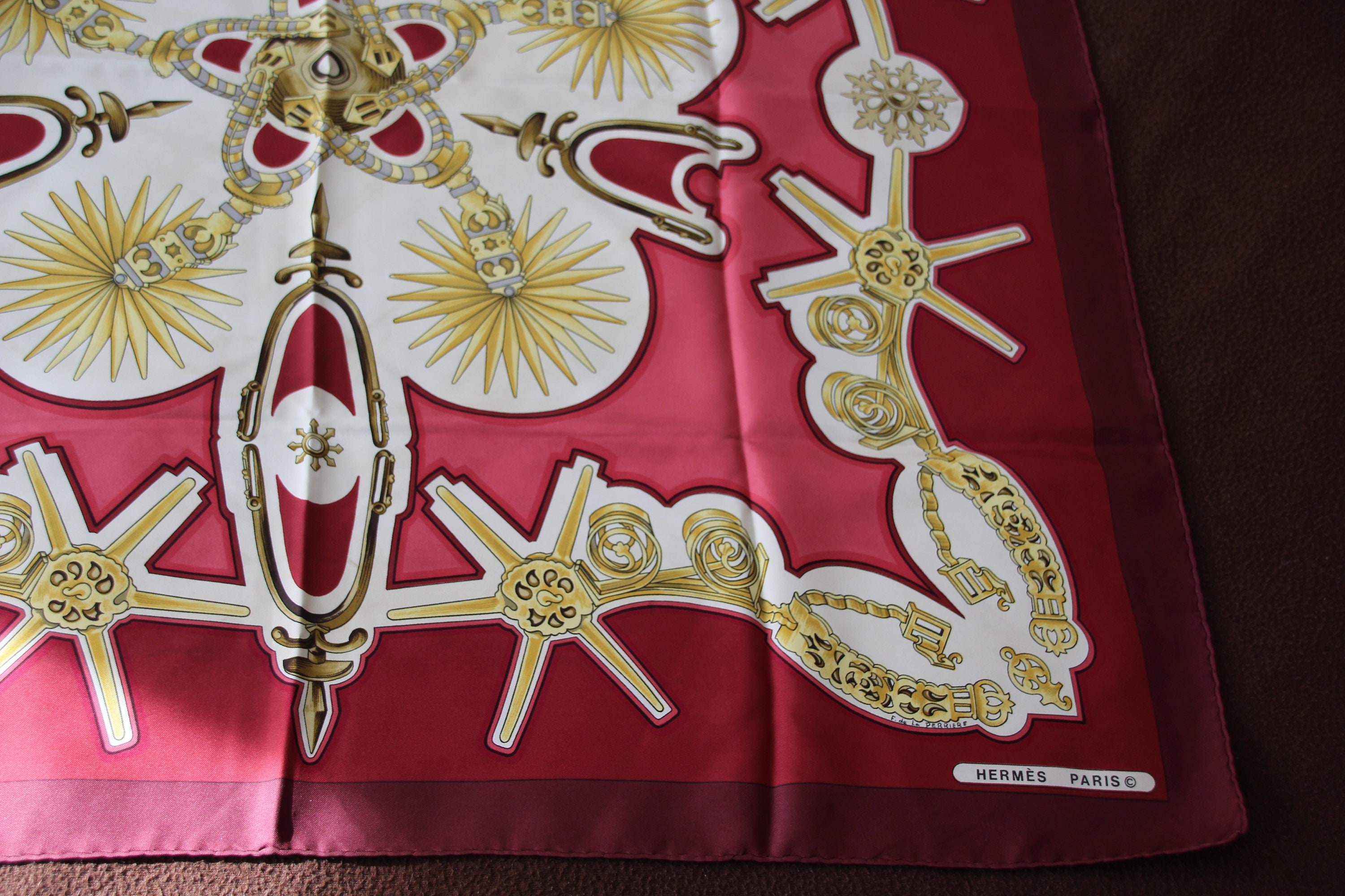 Vintage Hermes Carre Ciels Byzantins Silk Scarf with Original Square Box  - Country French Interiors