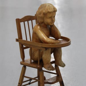 Vintage doll high chair Baby doll highchair Folding high chair Small vintage wood high chair Kids bedroom decor Children Baby Doll furniture