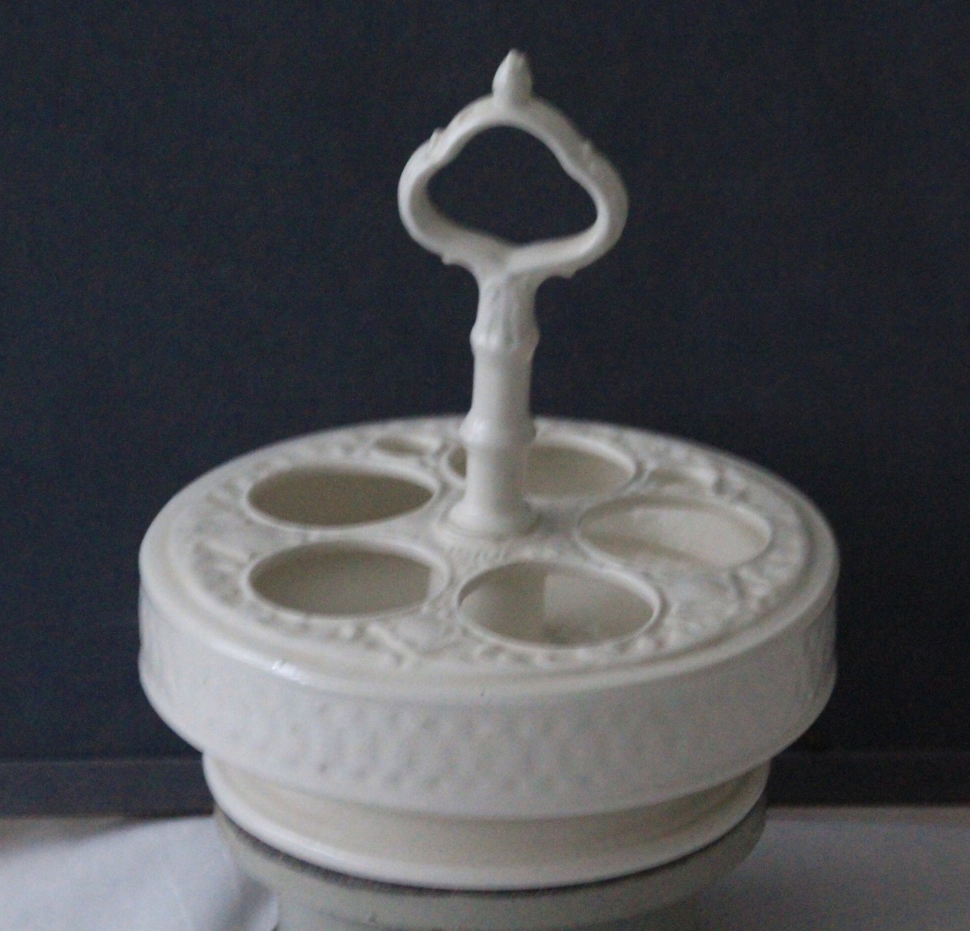 Condiment Set Oil Vinegar White Ceramic Cruet Stand Italy Pepper Shaker ...