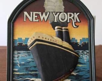New York City Wand Kunst Wanddekor Skyline Manhattan NYC Schiff Retro