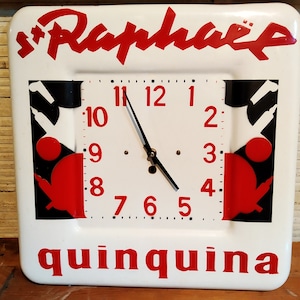 Orologio da parete in smalto bianco Orologio da parete quadrato Decorazione in stile rustico Decorazione da parete rossa Decorazione da bar Decorazione da pub Pubblicità industriale Orologio in metallo