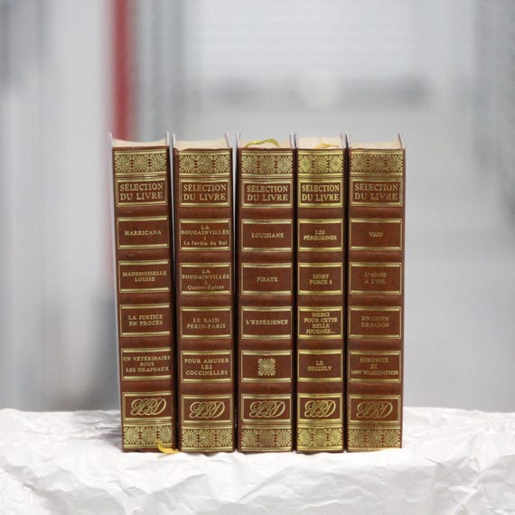 Vintage French Book Brown Hardcover Gold Decor - Etsy
