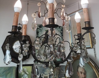 Lámpara de araña de cristal, lámpara negra, sala de estar, barroco, rococó.