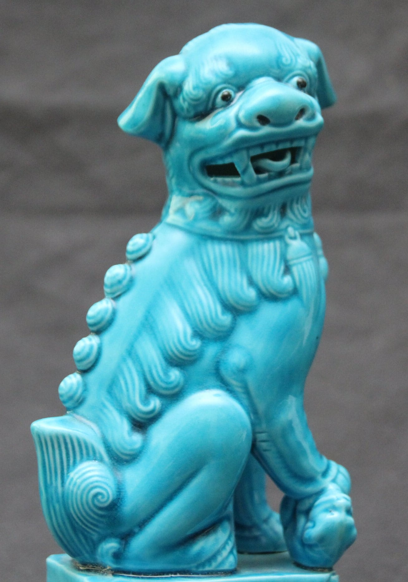 中国の福犬像 ターコイズ 犬のギフト 犬の置物 風水 陶器 保護寺院 福