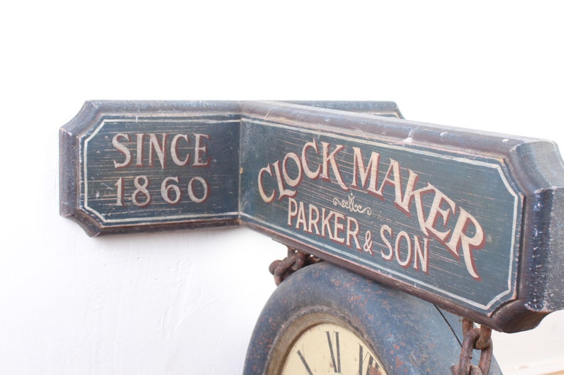 Vintage Wooden Wall Clock Double Sided Wood Wall Decor Train Station ...