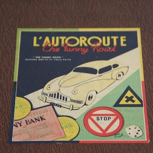 Road game French vintage L Autoroute Jeu de societe Complet Classic game Vintage game Vintage toy 1950s Traditional game Kids gift