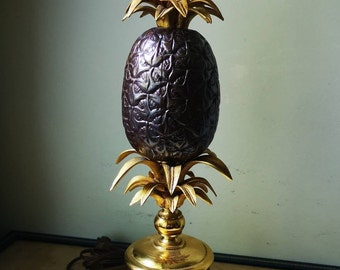 Vintage gold pineapple table lamp Bronze Brass Gold Accent lamp Pineapple decor Ananas lamp Gold lamp Desk lamp Ananas decor Gold table lamp