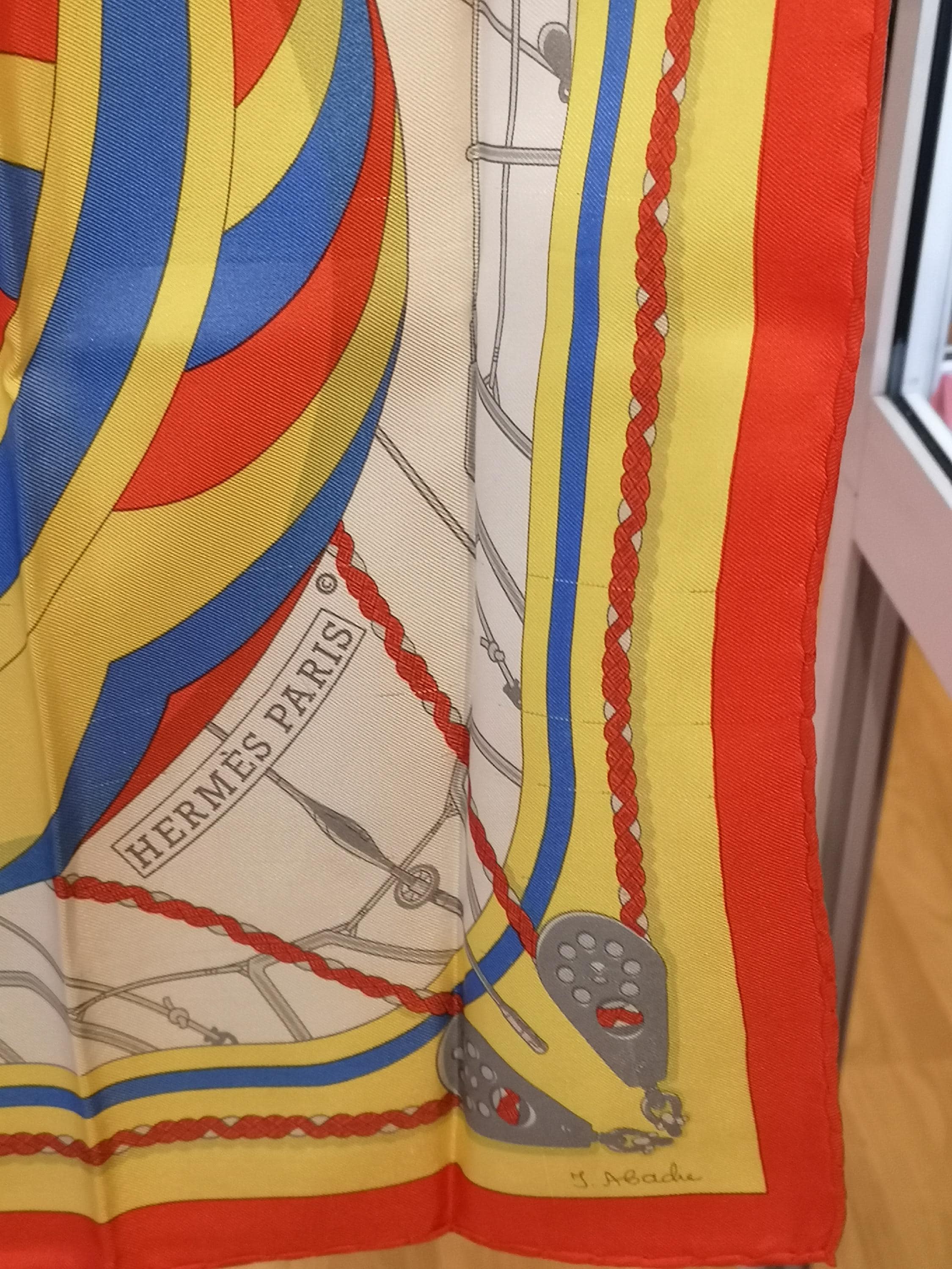HERMÈS セーリングボート スカーフ Spinnaker Hermes Silk Scarf Sail Decor Boat Blue Silk Scarf