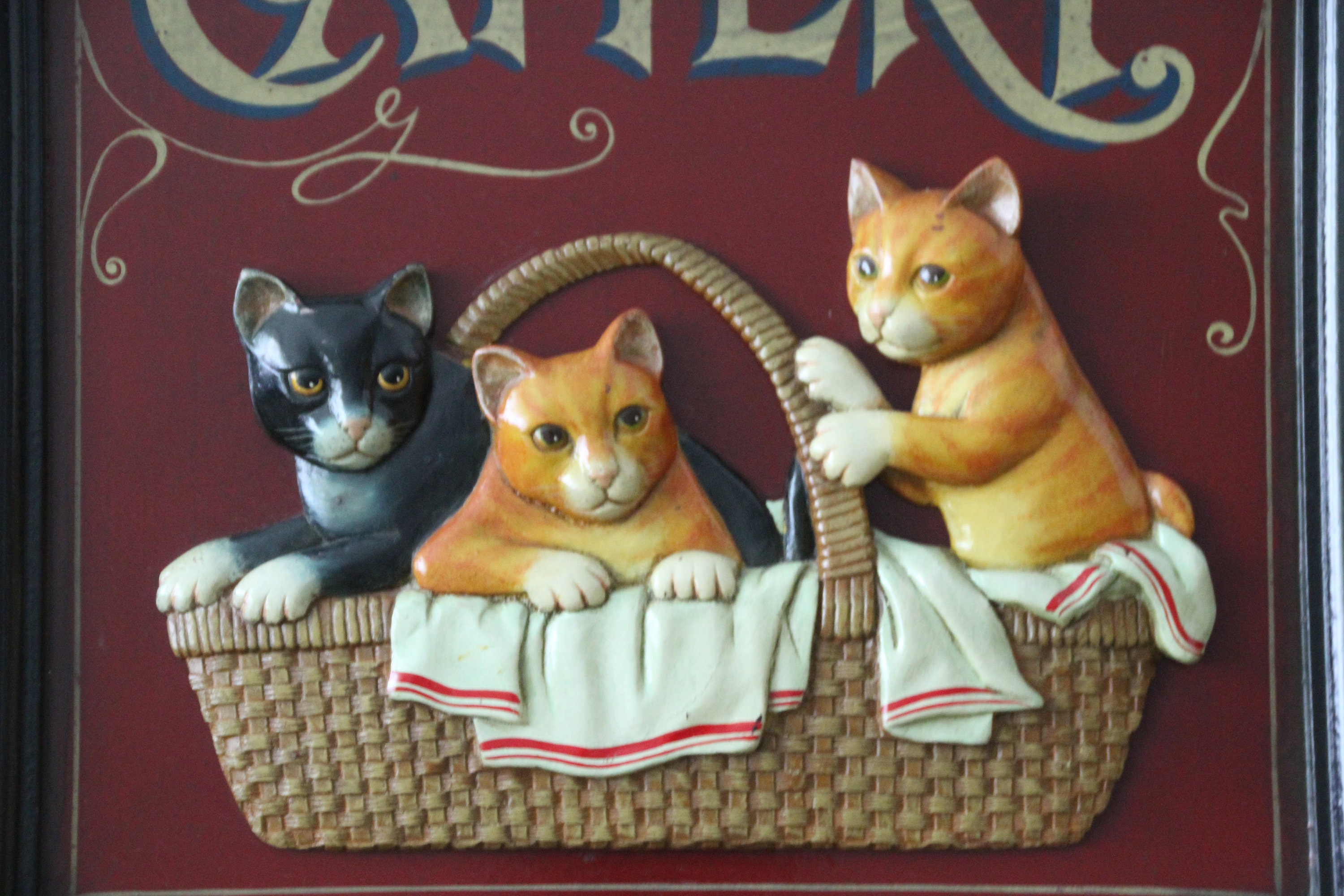Décoration Murale de Chat Cattery Crazy Cat Lady Gift Ginger Black 3D Décor Relief Figurines Cadeau