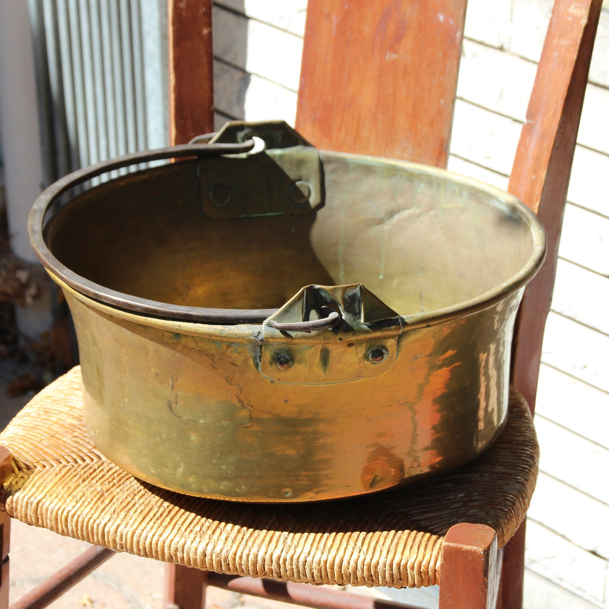 Vendu Français Vintage Poêle à Confiture en Cuivre Jam Pot Jelly Pan Batterie de Cuisine Anniversair