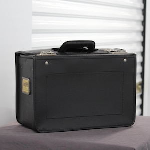 Attache-case noire vintage en cuir noir Porte-documents Pilote Trousse de médecin Valise noire pour homme Bagage rétro Rangement de documents Sac pour ordinateur portable