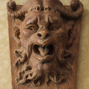 Antique Goth wall art Wood Devil wall art Horned devil Demon wall decor Devil head Devil Gothic decor Baphomet Occult Ritual Satanic Satan