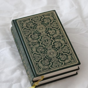Gold Green Antique French book Vintage Decorative book Hardcover Small book Shabby chic Book in French Vintage book Library