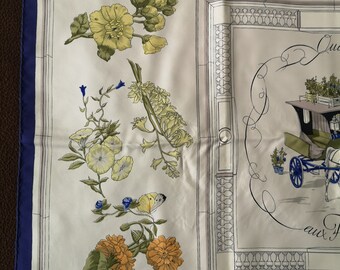 Blue Flower Silk Scarf Hermes Quai Aux Fleurs Forget-me-not