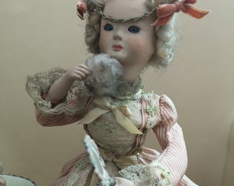 Ancien Automate Musical Clown En Porcelaine – Mécanisme Fonctionnel