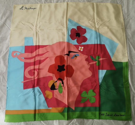 Yves Saint Laurent silk scarf Le Printemps Spring… - image 8