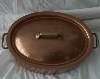 Casserole Ovale En Cuivre Avec Couvercle - Art De La Table Italien