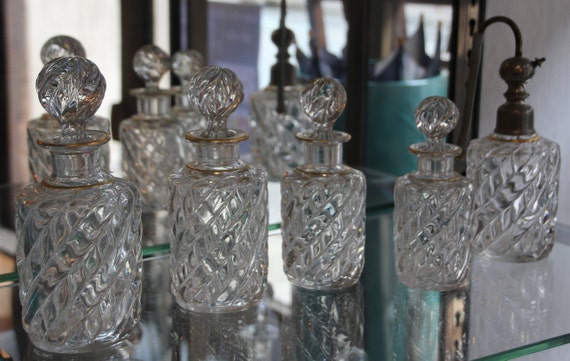 Crystal perfume bottles Dresser table VINTAGE GLASS: DRESSING TABLE BOTTLE