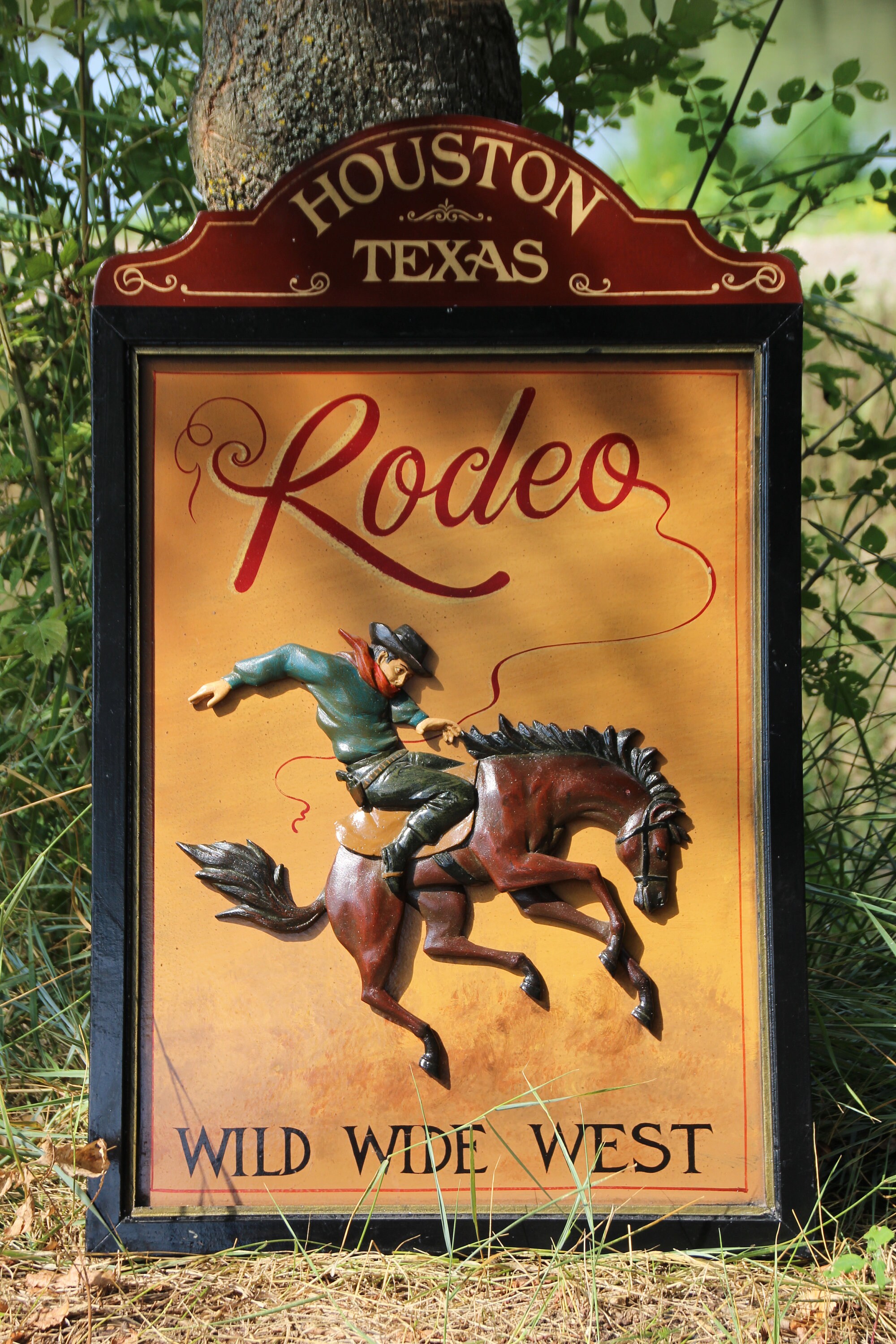 Art Mural de Rodeo Cowboy Art Houston Texas Cheval Décoration Peinture Bar Décor Pub Cavalier Rodéo