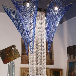 Large Luxury cobalt blue crystal chandelier light Beaded crystal chandelier lighting Pendant light Living room Dining room Exclusive decor