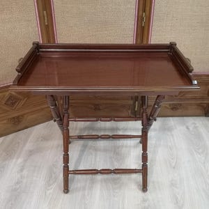 Folding Side table Serving tray with handles Coffee table Flower stool Plant stand End table Small table Wood Living room furniture Bedroom