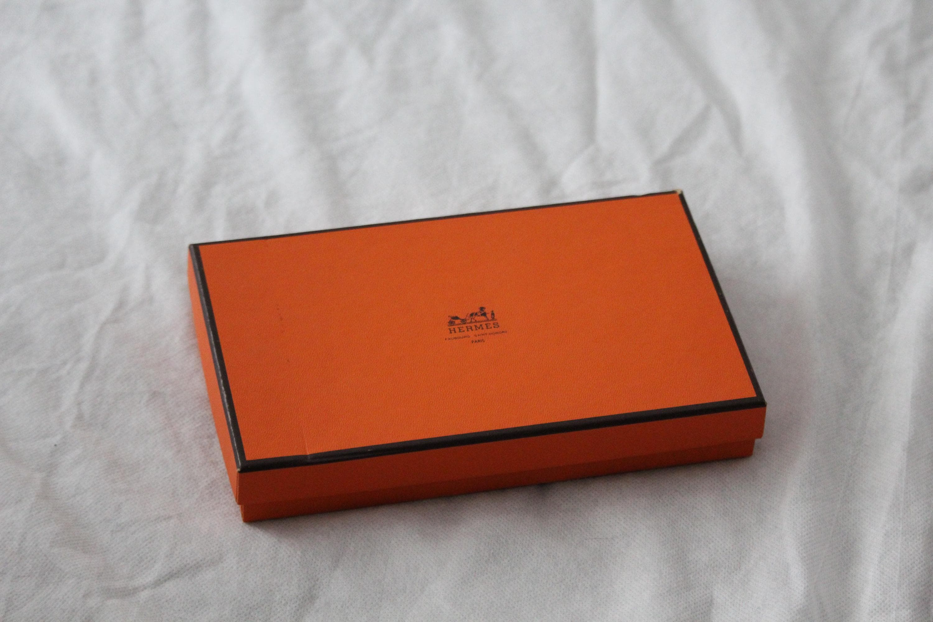 Small Vintage Orange Hermes Gift Box With Ribbon Storage Packaging