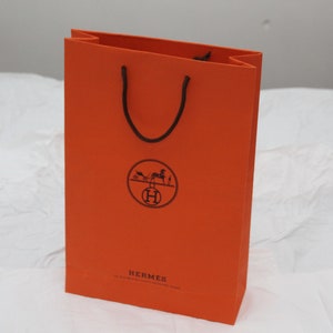 Orange Hermes Shopping bag Gift wrapping Elegant Gift for her Fashion gift Lady accessories Orange paper bag Orange accents Gift bag image 3