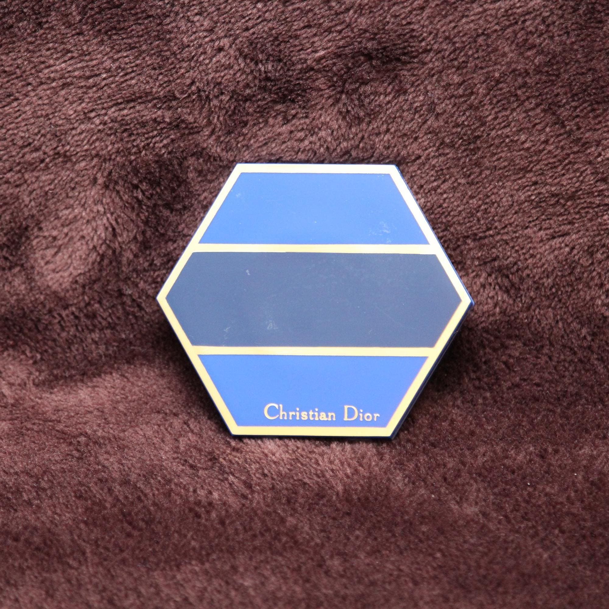 Christian Dior Vintage Compact Mirror Handheld Purse Mirror Blue