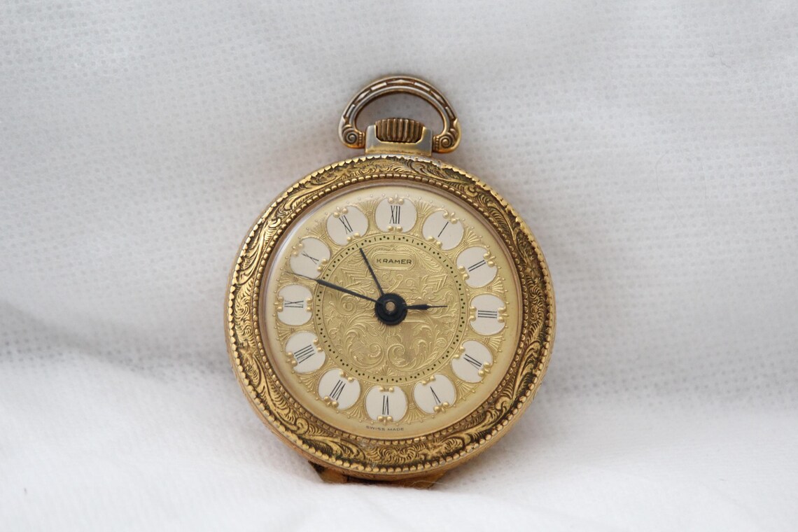 Swiss Gold pocket watch Men Swiss made White enamel Mechanical Jewelry, photo 3 of 5