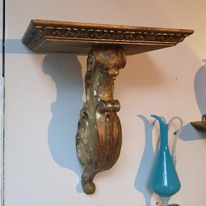 Large Baroque Giltwood wall console wall shelf SET OF 2 Giltwood wall bracket Gold wall bracket Gold wall shelf Carved wood wall shelf