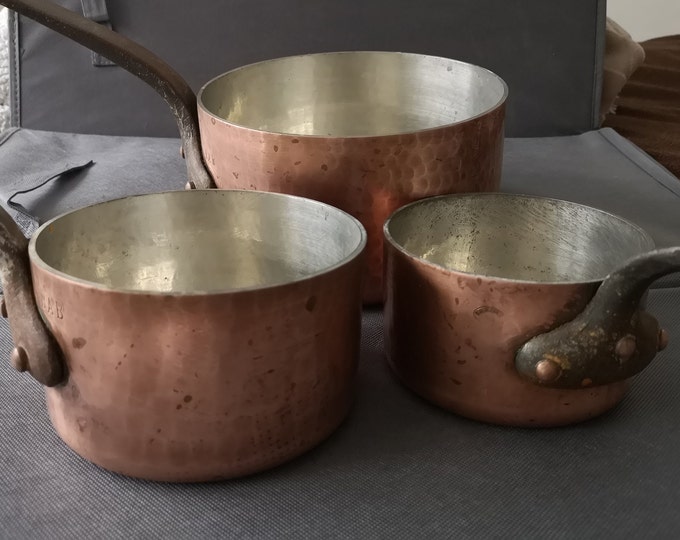Extra Solid Copper Pans Set of 3 French Professional Quality French