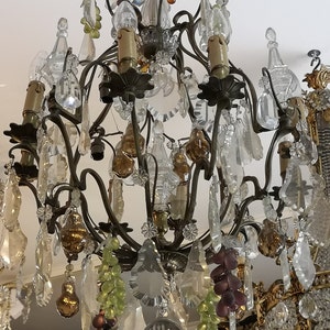 Large Multicolor chandelier Murano glass Grapes Grape Chandelier lighting Glass Fruits Ceiling light Green Gold Fruit Pear Living room decor