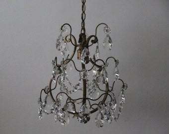 Small crystal light fixture French chic chandelier Paris apartment Romantic lighting Bathroom light Bedroom ceiling light Small chandelier