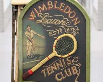 Wimbledon Tenisowy znak ścienny szyld klubowy Dekoracja ścienna trawnika Pub Bar