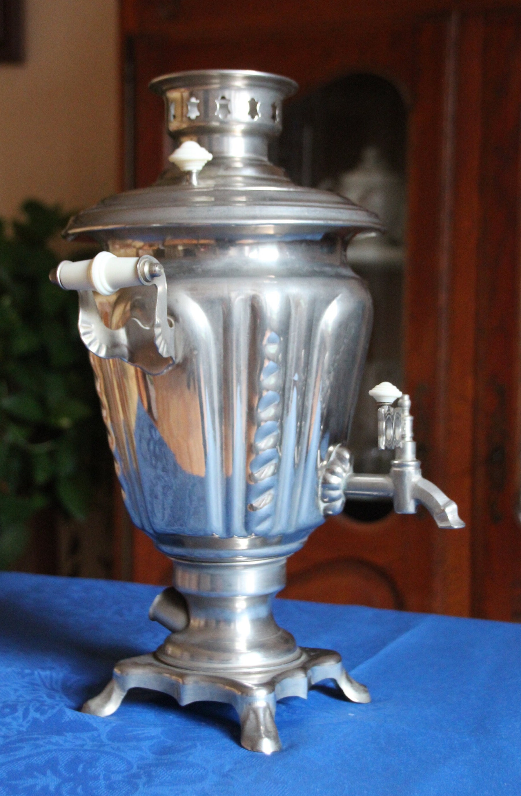 Vintage Russian Soviet Metal Samovar Tea Maker Traditional Water