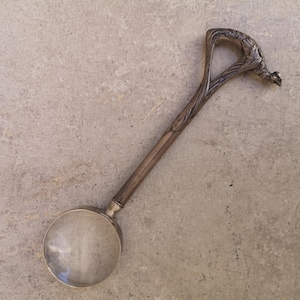 Sterling silver magnifying glass Magnifying lens Bird decor Antique magnifier Handheld magnifier Office desk decor Library Silver gift
