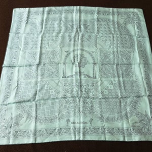 Hermes silk scarf Collectible Clear blue silk scarf Peacock Bird Hermes scarf Authentic Hermes Lady accessories Gift for her Rare scarf