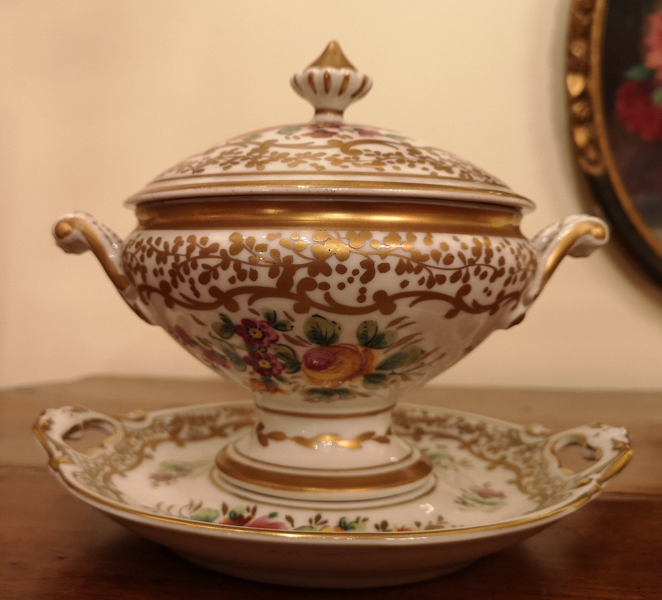 Porcelain Bowl With Lid Porcelain Tray Gold Porcelain Flower Etsy